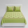 premium parrot green embroidered cotton bedsheet