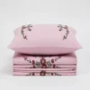 premium pink floral embroidered cotton bedsheet