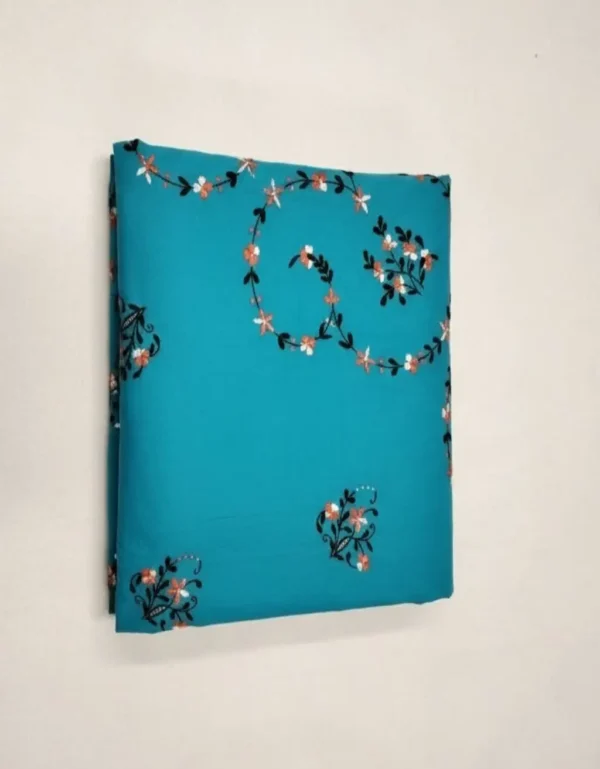 premium teal cotton embroidered bedsheet