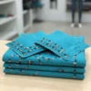 premium teal cotton embroidered bedsheet