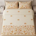 premium ivory yellow embroidered cotton bedsheett