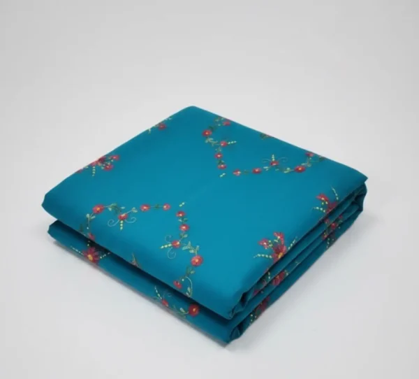 premium blue floral embroidered cotton bedsheet