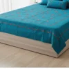 premium blue floral embroidered cotton bedsheet