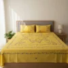 premium yellow cotton embroidered bedsheet