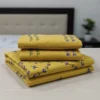 premium yellow cotton embroidered bedsheet