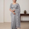 heart embroidered mal cotton saree