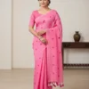 heart embroidered mal cotton saree