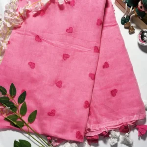 heart embroidered mal cotton saree