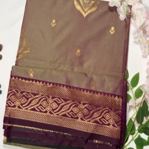 classic jal katan saree with gold zari buta & heavy border