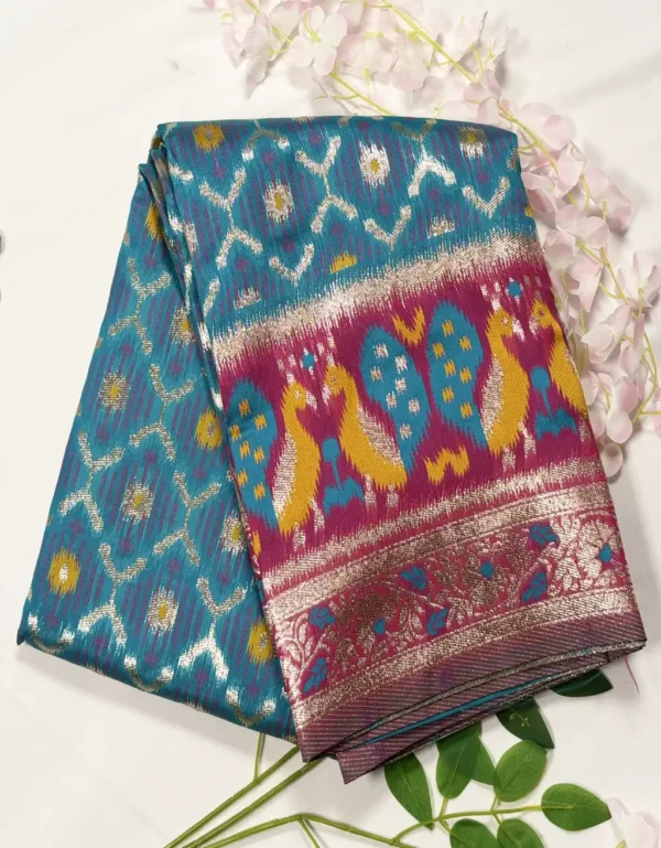 classic jal katan saree with gold zari buta & heavy border