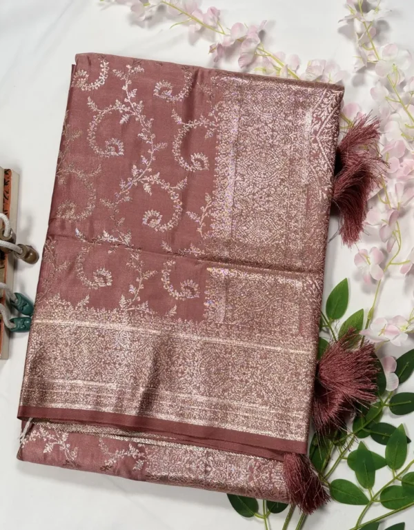 classic jal katan saree with gold zari buta & heavy border