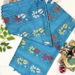 black blended bangalore silk kantha stitch saree