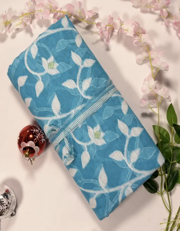 elegant bengali jamdani cotton saree with intricate woven motifs