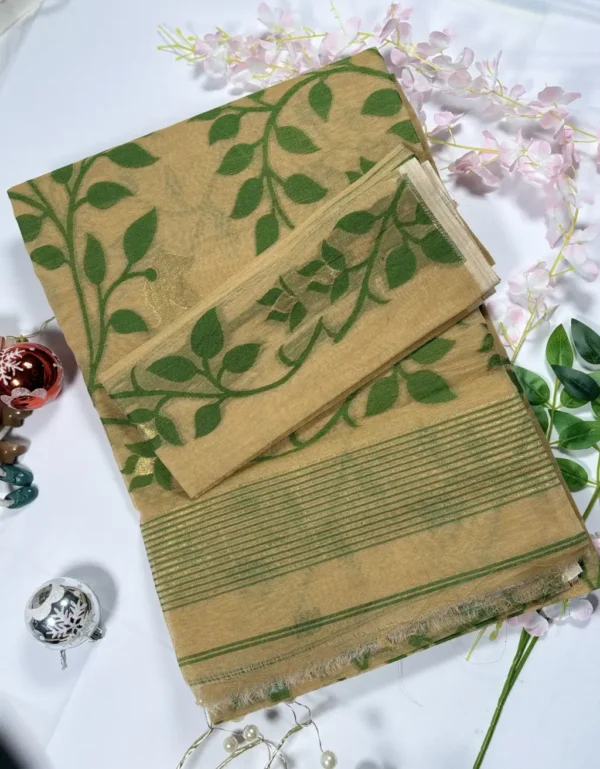 elegant bengali jamdani cotton saree with intricate woven motifs