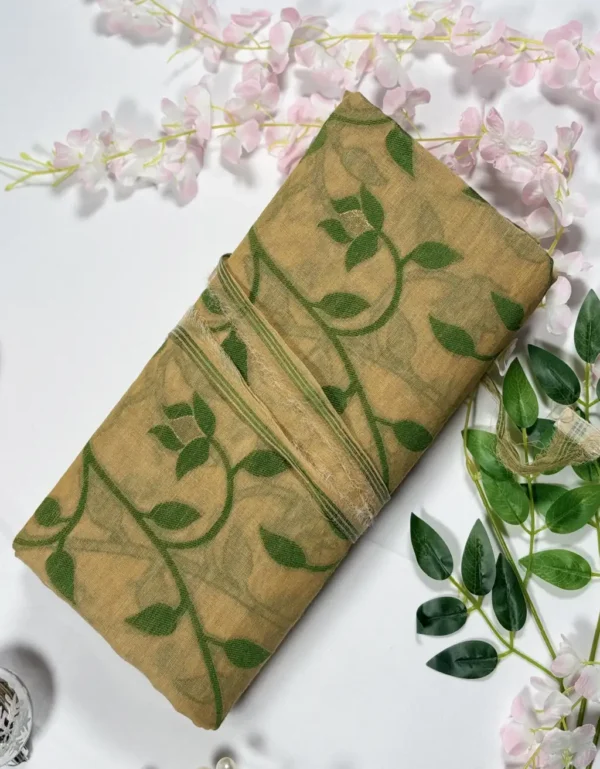 elegant bengali jamdani cotton saree with intricate woven motifs