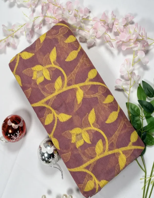 elegant bengali jamdani cotton saree with intricate woven motifs