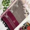 classic maroon–grey handloom saree with ikat style patterns