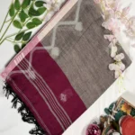 classic maroon–grey handloom saree with ikat style patterns