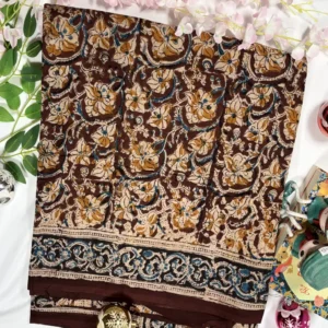 handcrafted cotton kalamkari saree with traditional floral print