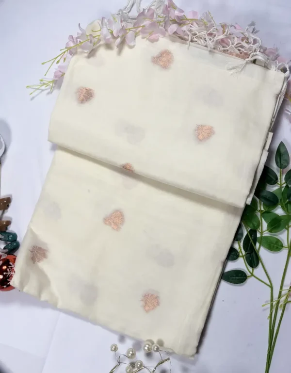 ivory cotton paithani saree with handwoven floral border