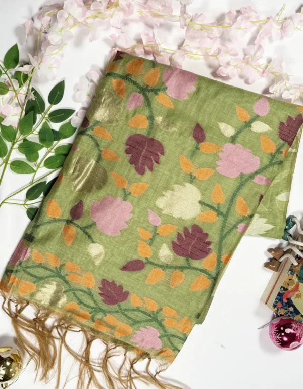 classic maroon–grey handloom saree with ikat style patterns (copy)