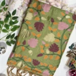 classic maroon–grey handloom saree with ikat style patterns (copy)