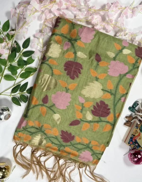 classic maroon–grey handloom saree with ikat style patterns (copy)