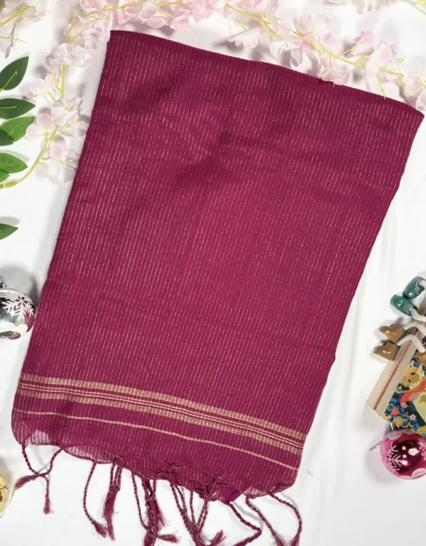 elegant jori stripe kafi saree in wine shade