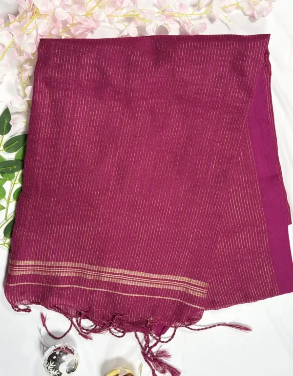 elegant jori stripe kafi saree in wine shade