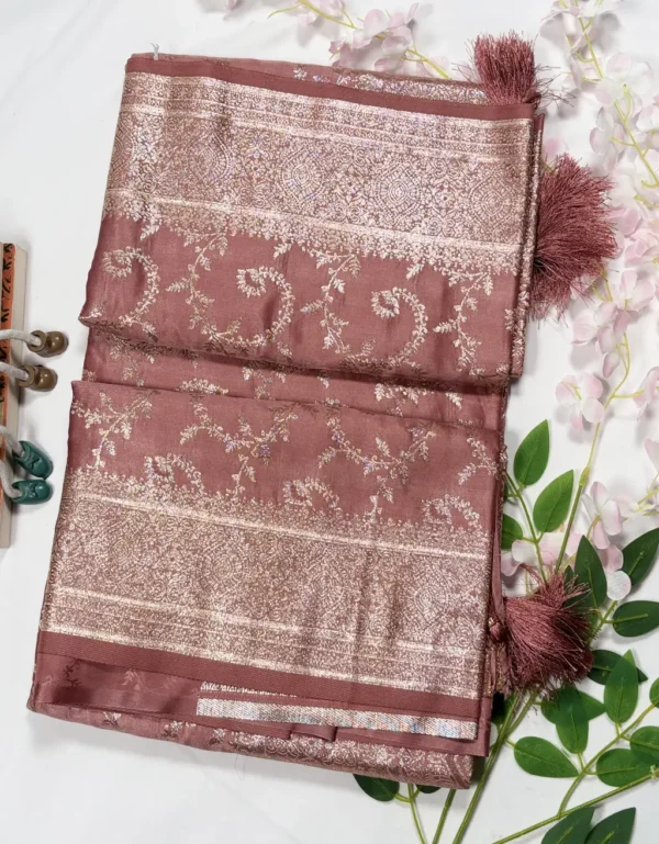 classic jal katan saree with gold zari buta & heavy border