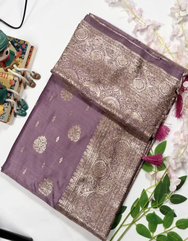 classic jal katan saree with gold zari buta & heavy border