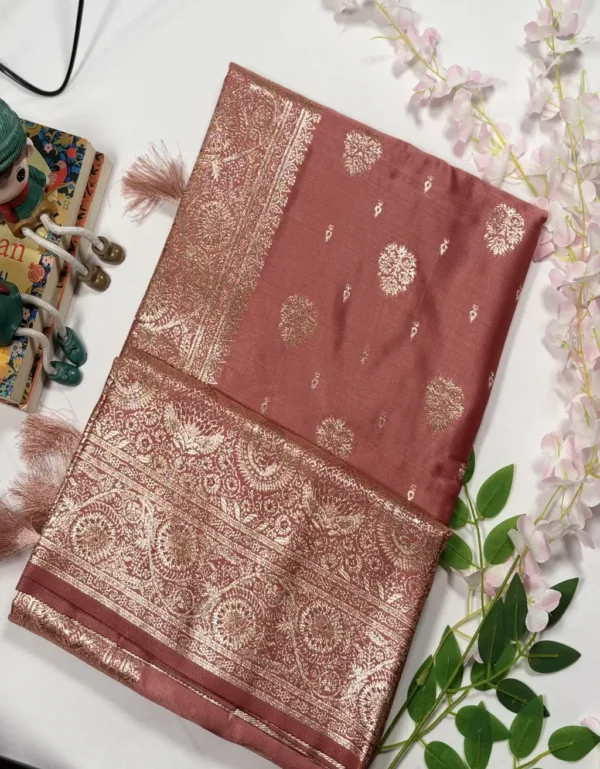 classic jal katan saree with gold zari buta & heavy border
