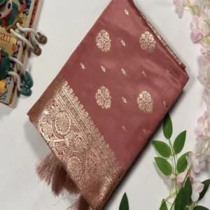 classic jal katan saree with gold zari buta & heavy border