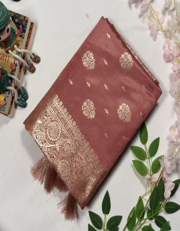 classic jal katan saree with gold zari buta & heavy border