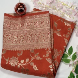 classic jal katan saree with gold zari buta & heavy border