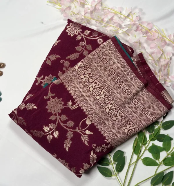 classic jal katan saree with gold zari buta & heavy border