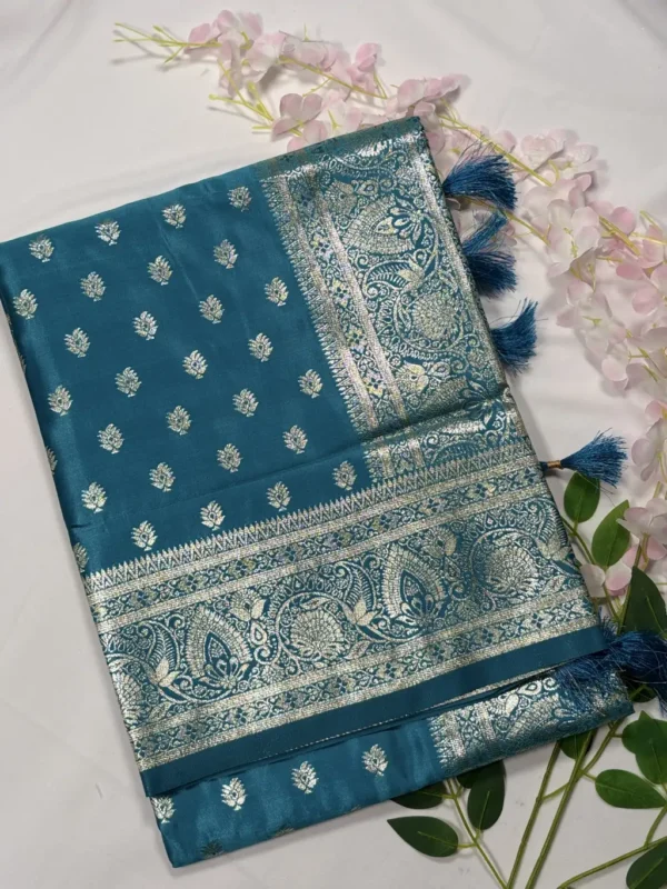 classic jal katan saree with gold zari buta & heavy border