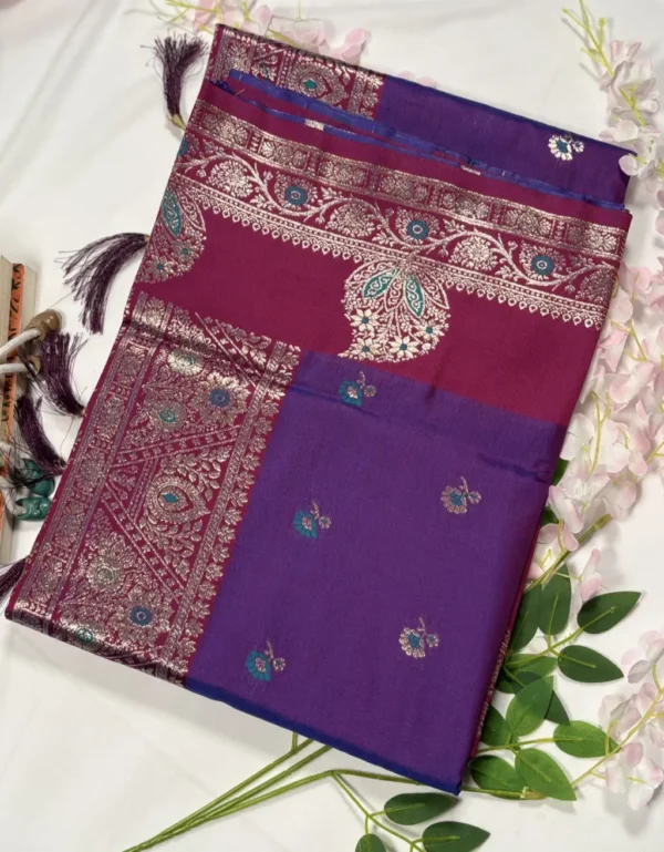 classic jal katan saree with gold zari buta & heavy border