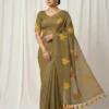 leaf embdry olive saree