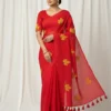 leaf embdry saree red