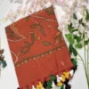 rust brown mul/mal cotton kantha embroidered saree with tassels