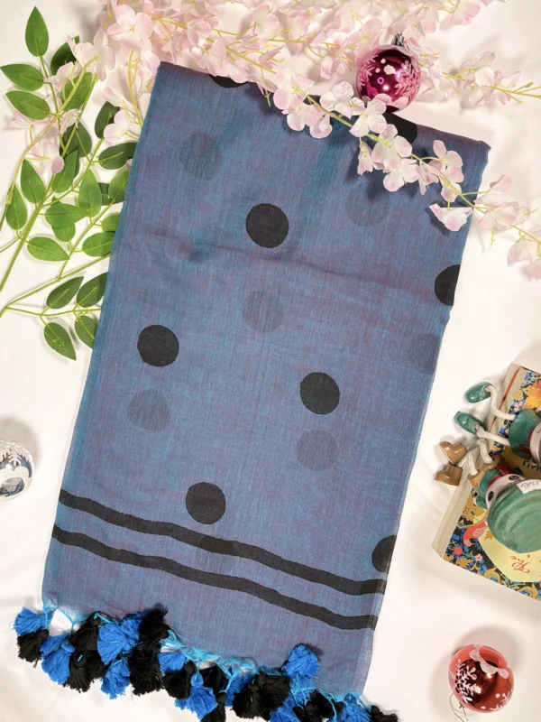 polka dot mul cotton saree