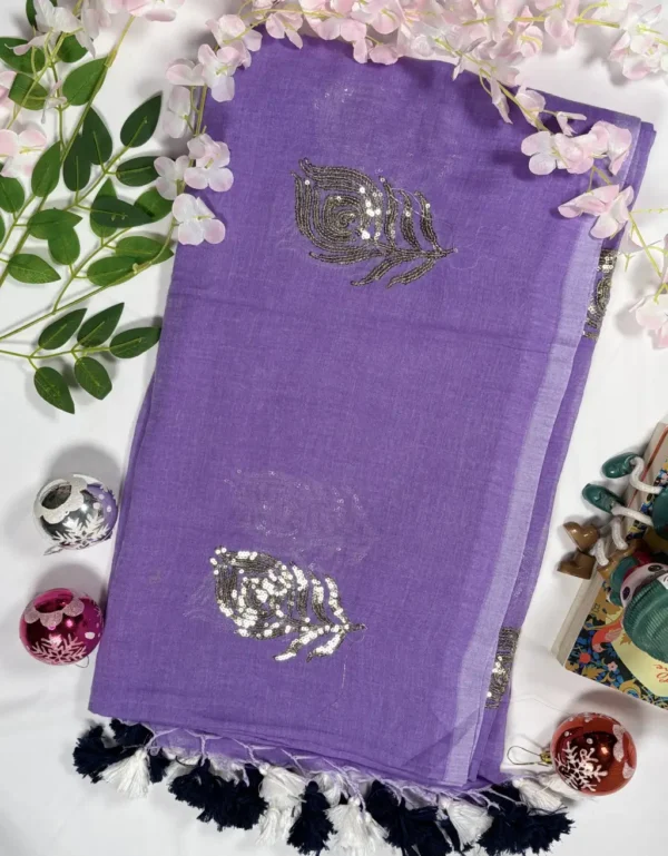 multicolour mul cotton check print saree with tassels (copy)