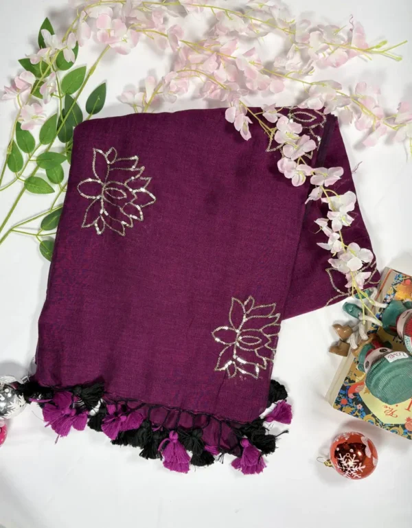 multicolour mul cotton check print saree with tassels (copy)