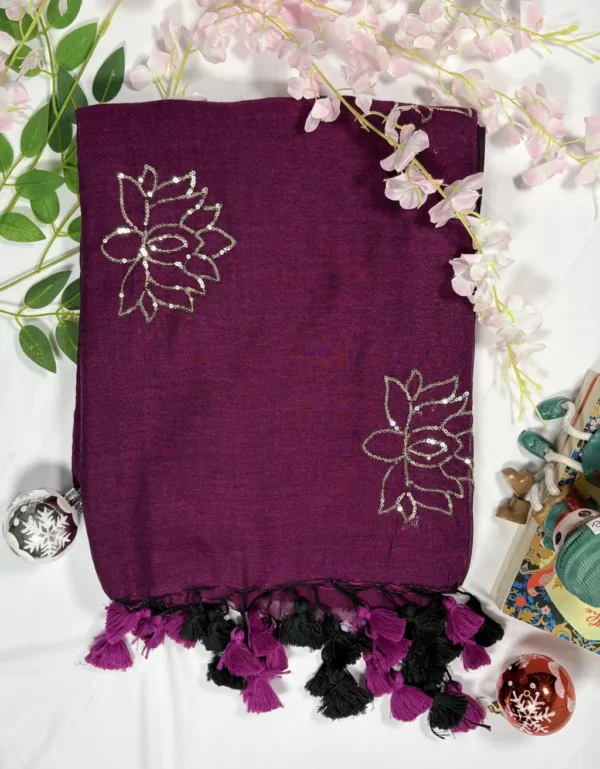 multicolour mul cotton check print saree with tassels (copy)