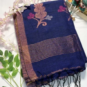 multicolour mul cotton check print saree with tassels (copy)