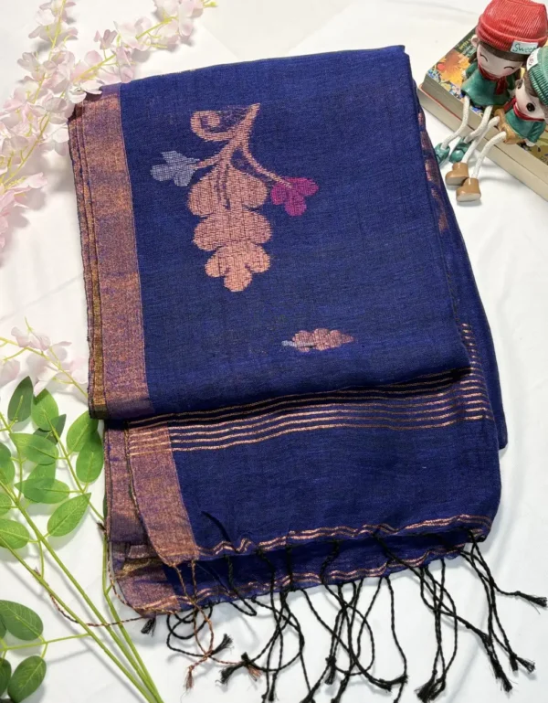 multicolour mul cotton check print saree with tassels (copy)