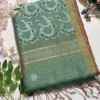 premium linen saree with floral buti & copper pallu (copy)
