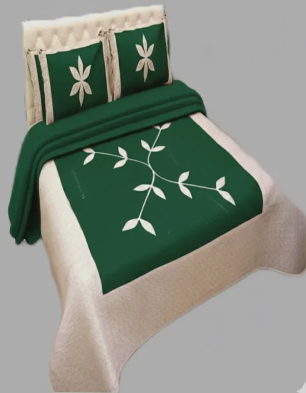 dual color patchwork cotton bedsheet with elegant floral pattern